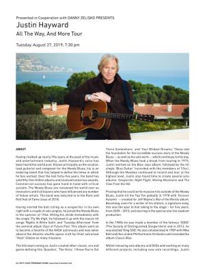 Justin Hayward All the Way, and More Tour