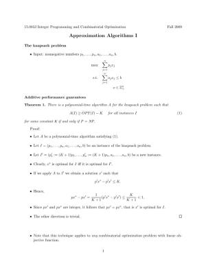 15.083 Lecture 21: Approximation Algorithsm I