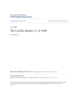 The Cerrillos Rustler, 12-14-1888