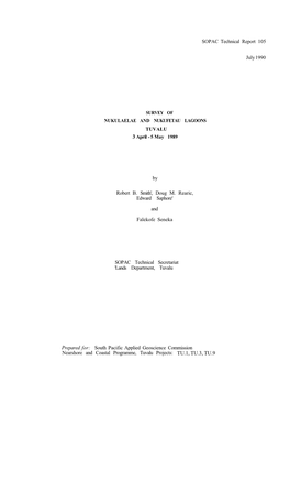 SURVEY of NUKULAELAE and NUKUFETAU LAGOONS TUVALU 3 April - 5 May 1989