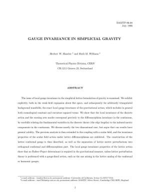 Gauge Invariance in Simplicial Gravity