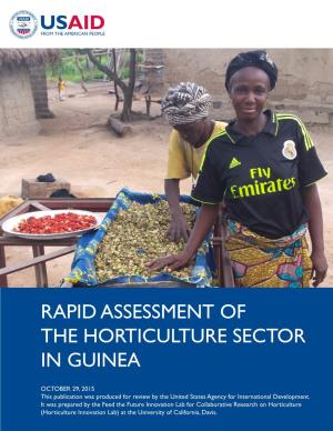RAPID Assessment of the HORTICULTURE SECTOR in Guinea