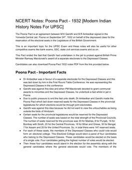 Poona Pact - 1932 [Modern Indian History Notes for UPSC]