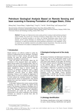 Petroleum Geological Analysis Based on Remote Sensing and Laser Scanning in Karamay Formation of Junggar Basin, China