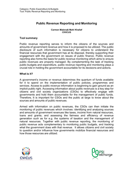 Public Revenue Reporting and Monitoring