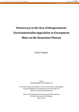 Environmentalist Opposition to Escarpment Mine on the Denniston Plateau