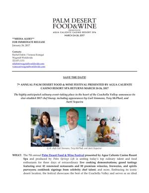 Palm Desert Food & Wine™ January 26, 2017