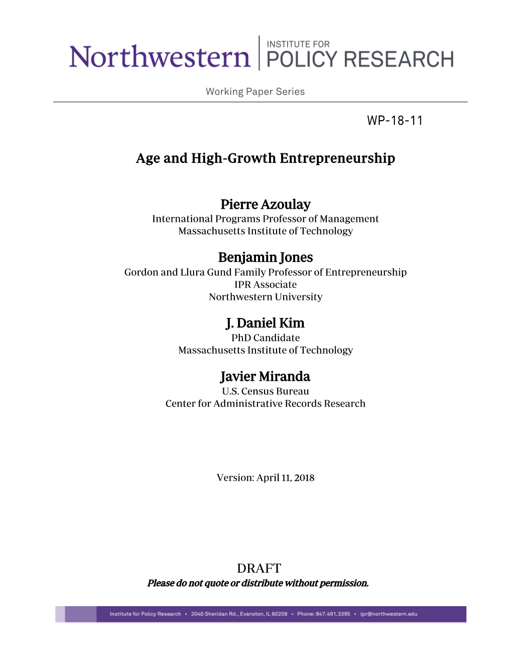 Age and High-Growth Entrepreneurship Pierre Azoulay