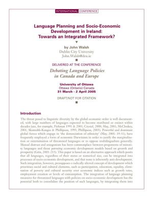 Language Planning and Socio-Economic Development In
