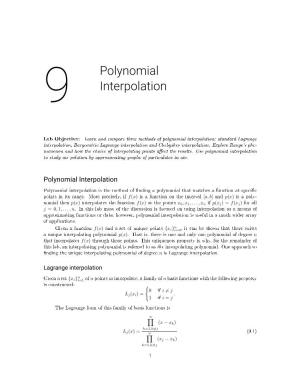 Polynomial Interpolation: Standard Lagrange Interpolation, Barycentric Lagrange Interpolation and Chebyshev Interpolation