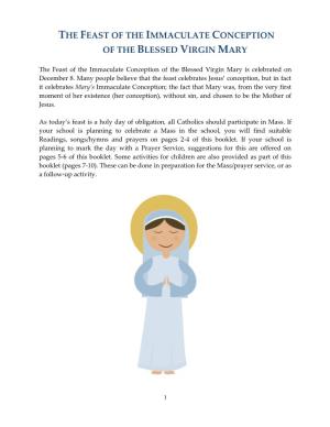 The Feast of the Immaculate Conception of the Blessed Virgin Mary