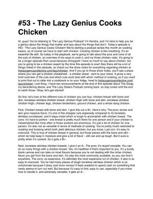 53 - the Lazy Genius Cooks Chicken
