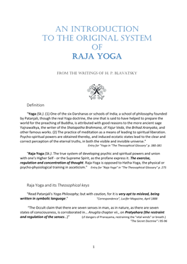 An Introduction to the ORIGINAL System of Raja Yoga