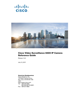 Cisco Video Surveillance 8400 IP Camera Reference Guide Release 1.0.0