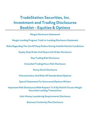 Investment and Trading Disclosures Booklet – Equities & Options
