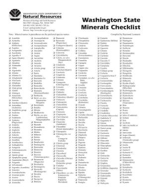 Washington State Minerals Checklist