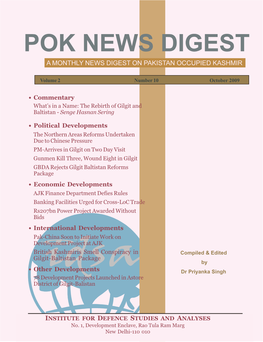 Pok News Digest a Monthly News Digest on Pakistan Occupied Kashmir