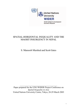 Spatial-Horizontal Inequality and Maoist Insurgency in Nepal