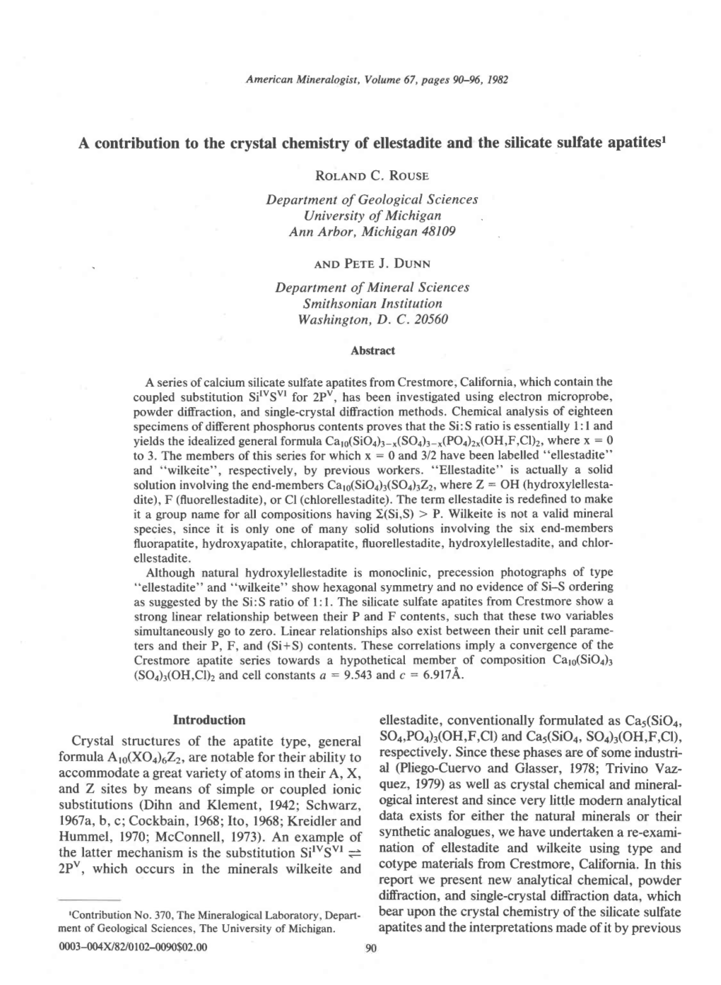 A Contribution to the Crystal Chemistry of Ellestadite and the Silicate Sulfate