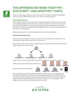 The Difference Between Truetype®, Postscript® and Opentype™ Fonts
