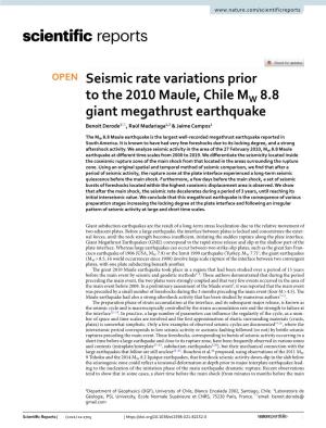 Seismic Rate Variations Prior to the 2010 Maule, Chile MW 8.8 Giant Megathrust Earthquake