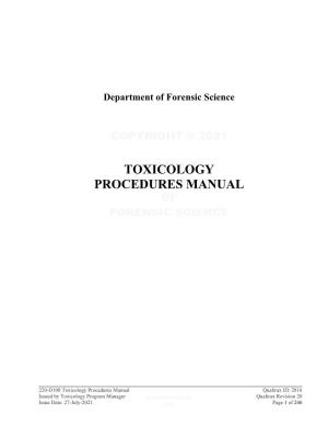 220-D100 Toxicology Procedures Manual
