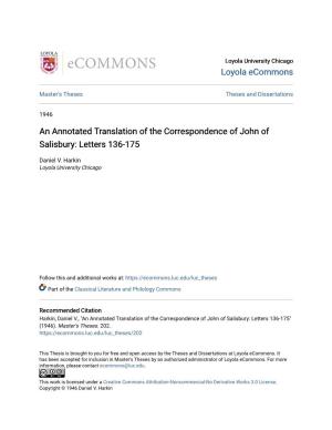 An Annotated Translation of the Correspondence of John of Salisbury: Letters 136-175