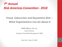 7Th Annual Risk Americas Convention - 2018