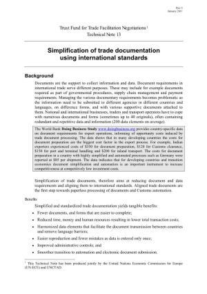 Simplification of Trade Documentation Using International Standards