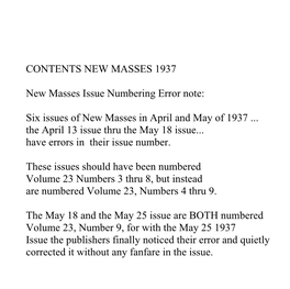 Six Issues of New Masses in April and May of 1937 ... the April 13 Issue Thru the May 18 Issue