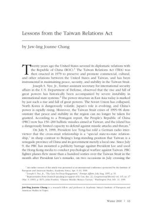 Lessons from the Taiwan Relations Act by Jaw-Ling Joanne Chang