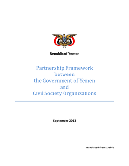 Partnership Framework Between the Government of Yemen and Civil Society Organizations