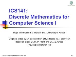 Discrete Mathematics for Computer Science I