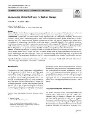 Maneuvering Clinical Pathways for Crohn's Disease