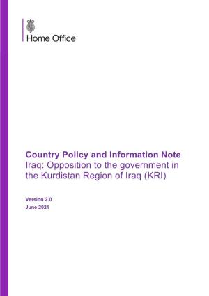 Iraq: Opposition to the Government in the Kurdistan Region of Iraq (KRI)