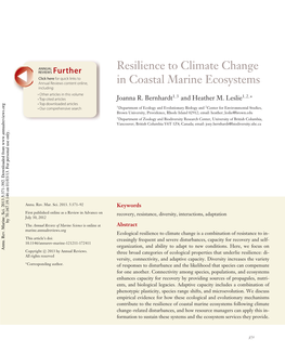 Resilience to Climate Change in Coastal Marine Ecosystems