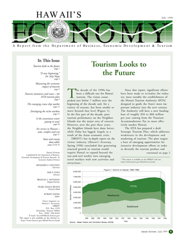 Tourism Looks to the Future Tourism Looks to Page 1 “A New Beginning,” Dr
