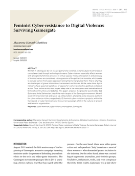 Feminist Cyber-Resistance to Digital Violence: Surviving Gamergate
