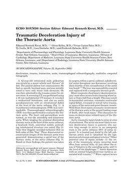 Traumatic Deceleration Injury of the Thoracic Aorta