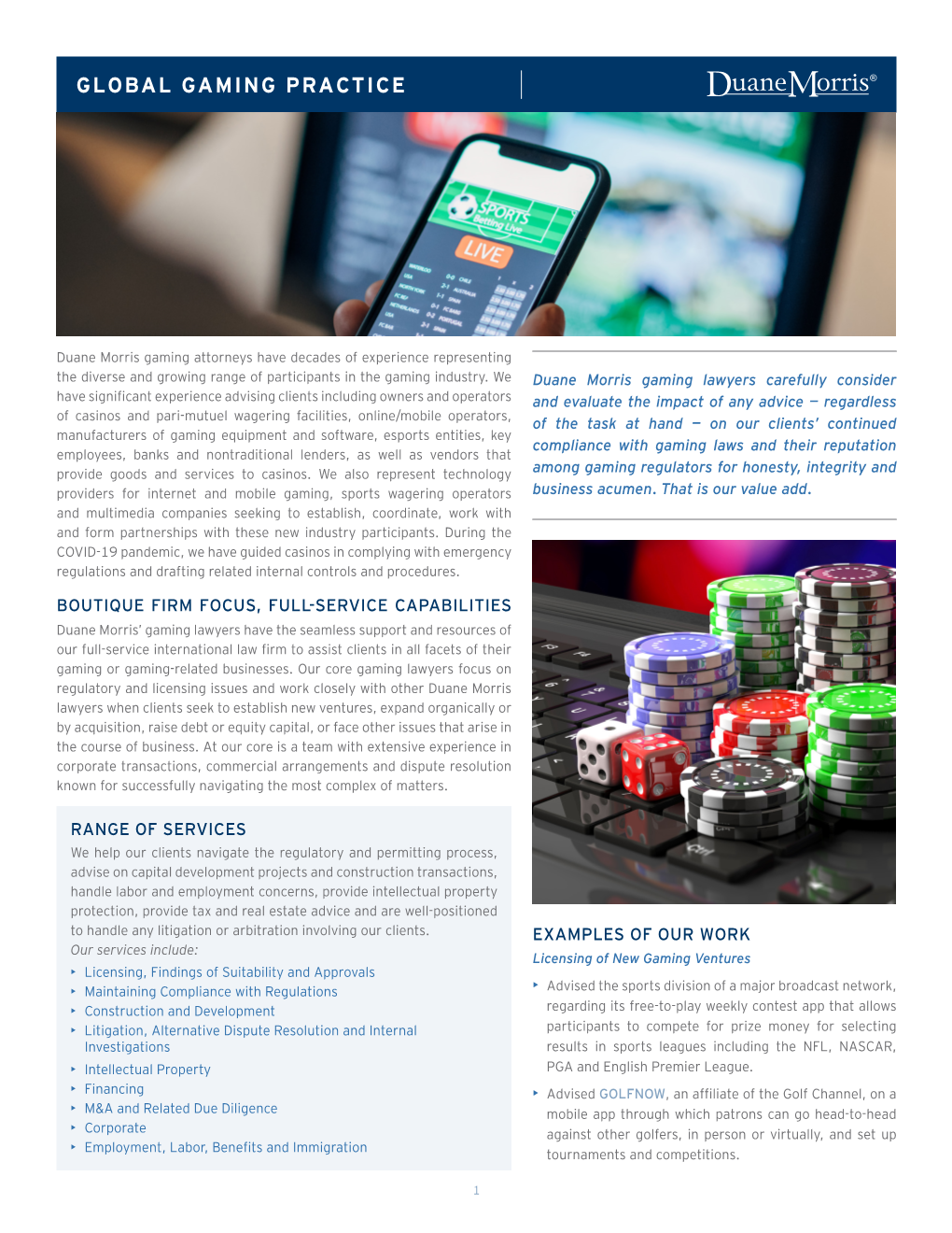 Duane Morris LLP Global Gaming Practice at a Glance