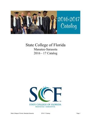 State College of Florida Manatee-Sarasota 2016 - 17 Catalog