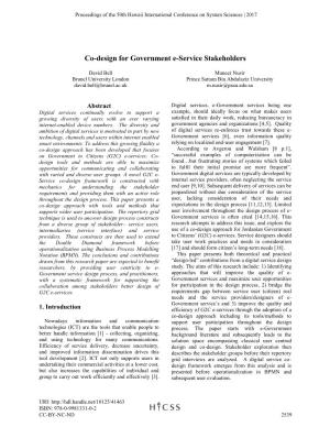 Co-Design for Government E-Service Stakeholders