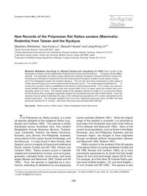 Motokawa, M., Lu, K. and Lin, L. 2001. New Records of the Polynesian Rat