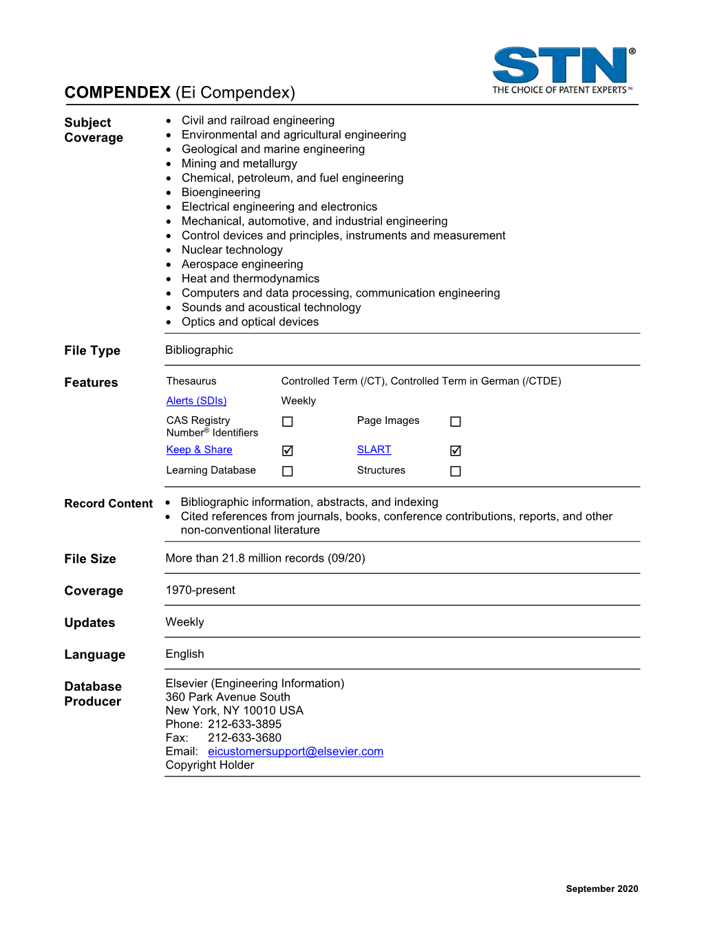 COMPENDEX Database Summary Sheet