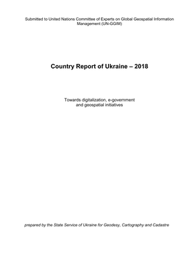 Country Report of Ukraine – 2018