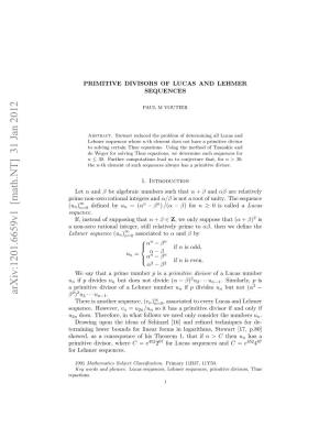 Primitive Divisors of Lucas and Lehmer Sequences 3