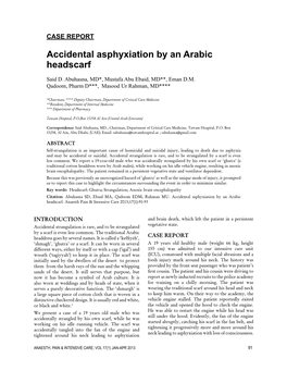Accidental Asphyxiation by an Arabic Headscarf