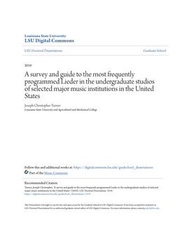 A Survey and Guide to the Most Frequently Programmed Lieder In