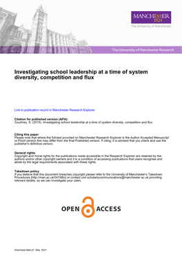 Investigating School Leadership at a Time of System Diversity, Competition and Flux