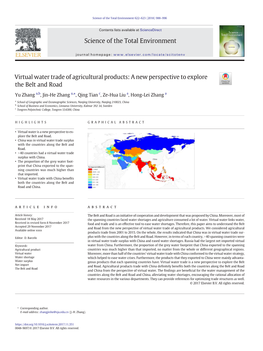 Virtual Water Trade of Agricultural Products: a New Perspective to Explore the Belt and Road